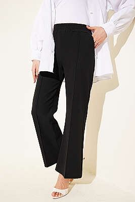 İspanyol Paça Çımalı Dabıl Pantolon Siyah - ERME