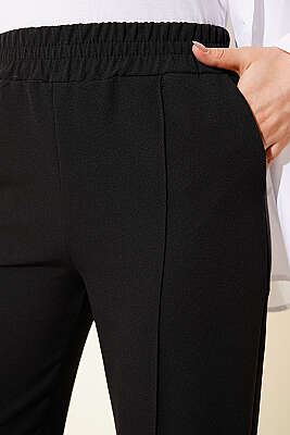 İspanyol Paça Çımalı Dabıl Pantolon Siyah - Pantolon