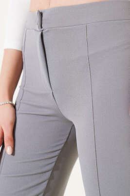 İspanyol Paça Çımalı Pantolon Kayrak Grisi - Kadın Giyim Modelleri