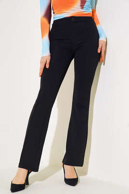 İspanyol Paça Çımalı Pantolon Siyah - Kadın Giyim Modelleri