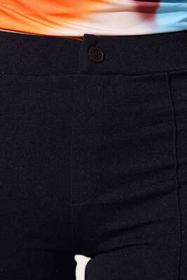 İspanyol Paça Çımalı Pantolon Siyah - Kadın Giyim Modelleri