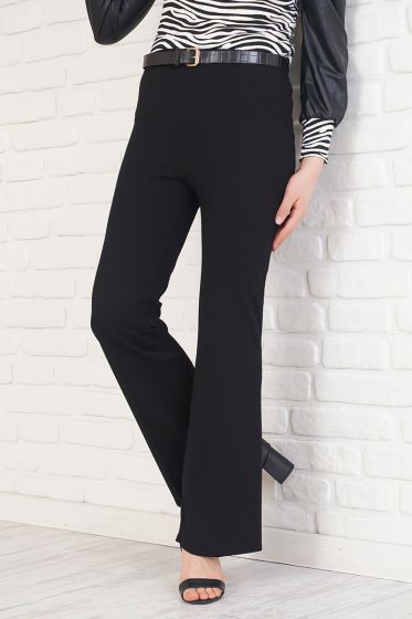 İspanyol Paça Düz Siyah Pantolon - Pantolon
