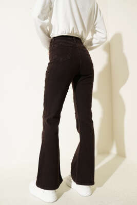 İspanyol Paça Kot Pantolon Kahve - Kadın Giyim Modelleri