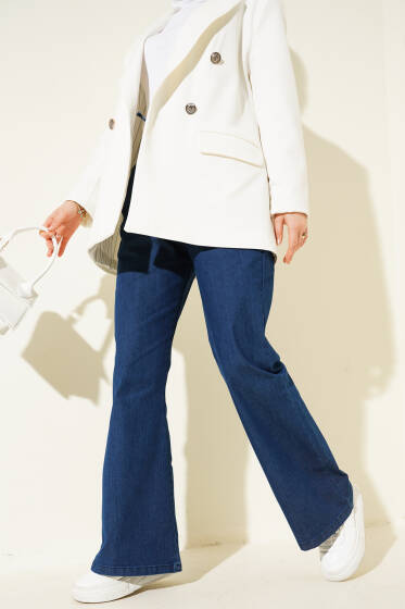 İspanyol Paça Kot Pantolon Orta Mavi - Pantolon