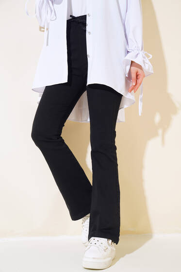 İspanyol Paça Kot Pantolon Siyah - Pantolon