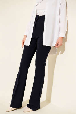 İspanyol Paça Kumaş Pantolon Lacivert - Pantolon