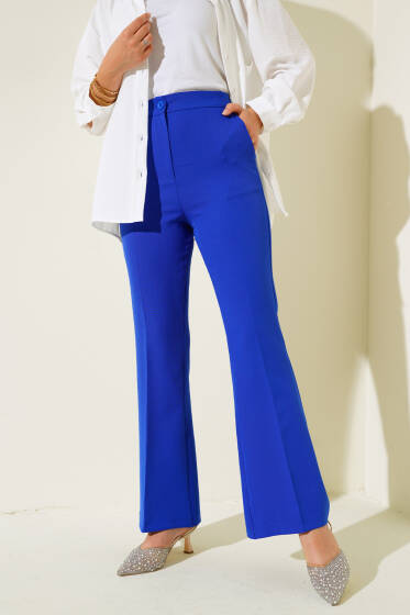 İspanyol Paça Kumaş Pantolon Saks - Pantolon