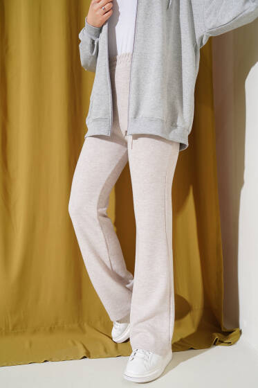 İspanyol Paça Selanik Kumaş Pantolon Bej - Pantolon