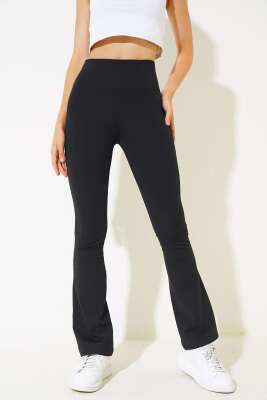 İspanyol Paça Yüksek Bel Tayt Siyah - Kadın Giyim Modelleri