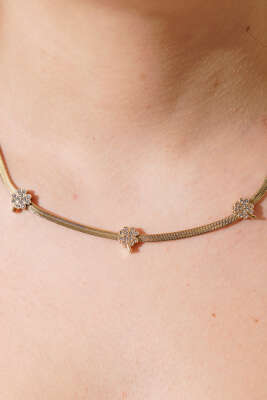 İtalyan Ezme Zincir Üzeri Üçlü Yonca Figürlü Kolye Gold - Kolye