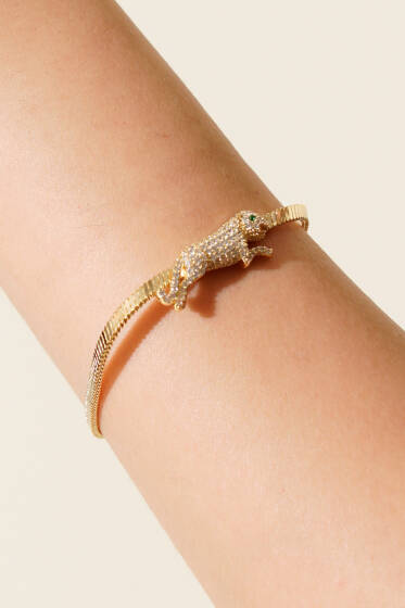 Jaguar Taşlı İtalyan Bileklik Gold - Bileklik