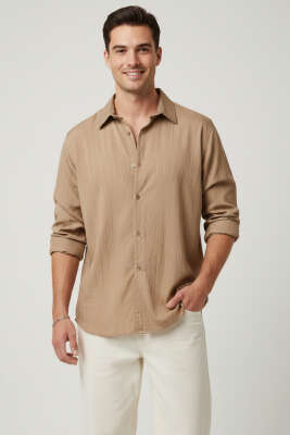 Jakar Çizgili Erkek Gömlek Kahve - GAVAZZİ