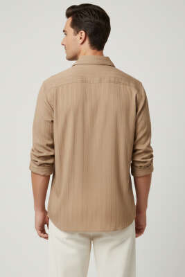 Jakar Çizgili Erkek Gömlek Kahve - Erkek Gömlek