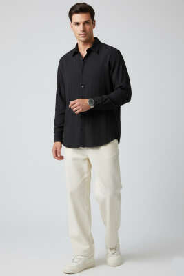 Jakar Çizgili Erkek Gömlek Siyah - Erkek Gömlek