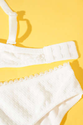 Jakar Desenli Destekli Sütyen Takım Ekru - Yılın Fırsatı