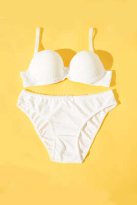 Jakar Desenli Destekli Sütyen Takım Ekru - Yılın Fırsatı