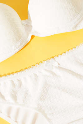 Jakar Desenli Destekli Sütyen Takım Ekru - Yılın Fırsatı