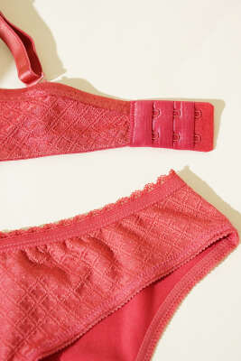 Jakar Desenli Destekli Sütyen Takım Nar Çiçeği - Yılın Fırsatı