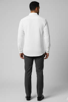 Jakar Desenli Erkek Gömlek Ekru - Erkek Gömlek