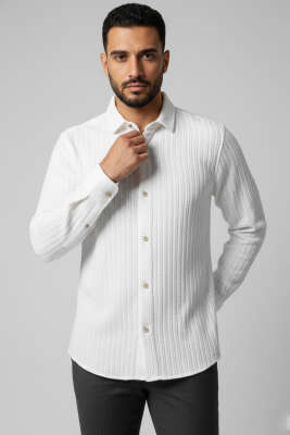 Jakar Desenli Erkek Gömlek Ekru 