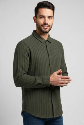 Jakar Desenli Erkek Gömlek Haki - HİT TİME