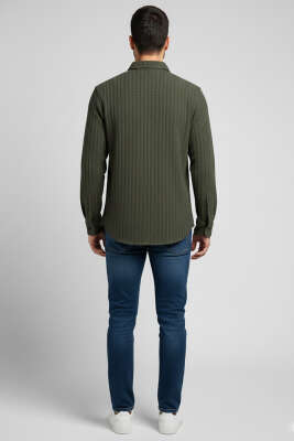 Jakar Desenli Erkek Gömlek Haki - Erkek Gömlek