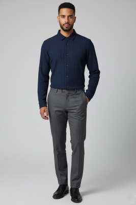 Jakar Desenli Erkek Gömlek Lacivert - Erkek Gömlek