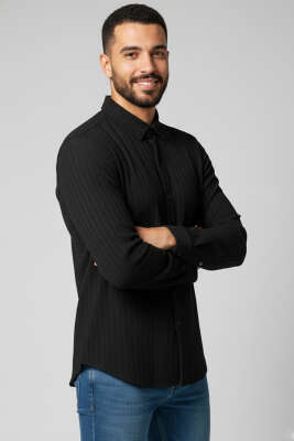 Jakar Desenli Erkek Gömlek Siyah 