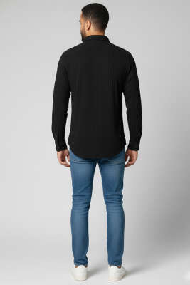 Jakar Desenli Erkek Gömlek Siyah - Erkek Gömlek