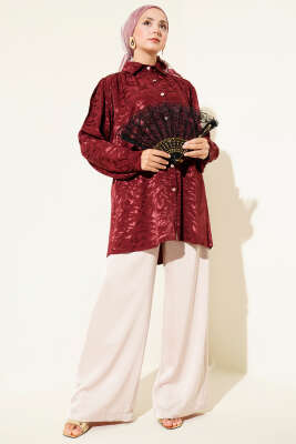 Jakar Desenli Tunik Bordo - Tunik