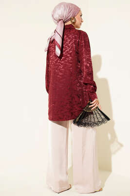 Jakar Desenli Tunik Bordo - Tunik