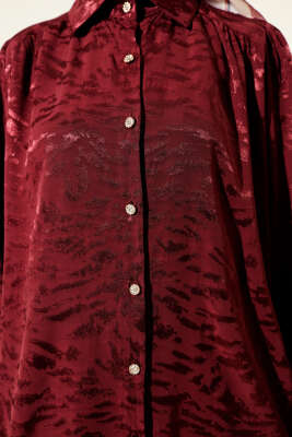 Jakar Desenli Tunik Bordo - Tunik