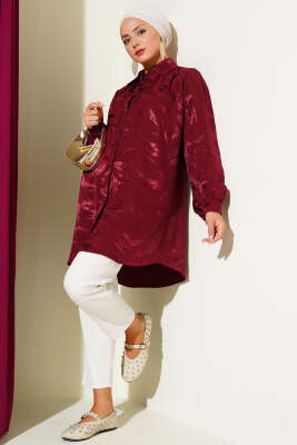 Jakar Fırça Desenli Gömlek Bordo - 300-500 TL Ürünler