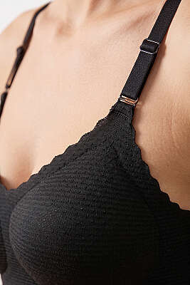 Jakar Görünümlü Lazer Kesim Sütyen Siyah - Toparlayıcı Sütyen / Minimizer Sütyen