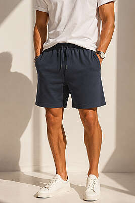 Jakarlı Arka Cepli Erkek Şort Füme 