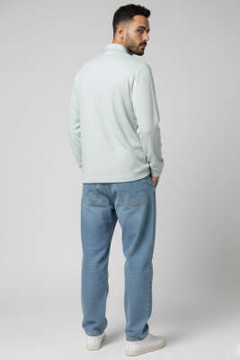 Jakarlı Çizgili Erkek Gömlek Yeşil - Erkek Gömlek