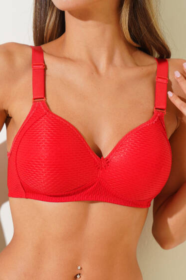Jakarlı Desteksiz Sütyen Kırmızı - Desteksiz Sütyen