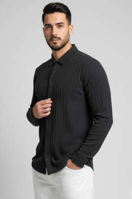 Jakarlı Erkek Gömlek Füme 