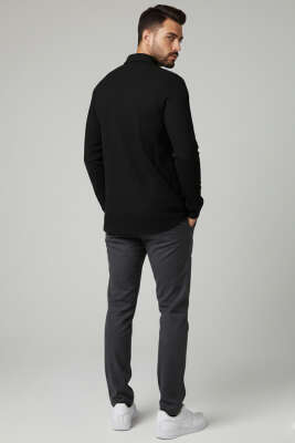 Jakarlı Erkek Gömlek Siyah - Erkek Gömlek