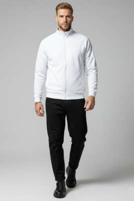 Jakarlı Örme Erkek Hırka Ekru - Erkek Hırka