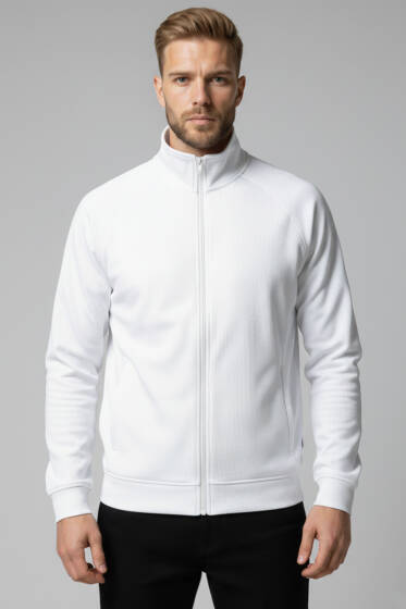 Jakarlı Örme Erkek Hırka Ekru - Erkek Hırka