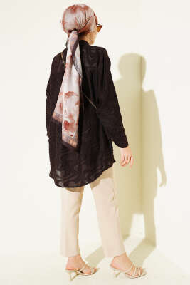 Jakarlı Püskül Detaylı Gömlek Acı Kahve - Gömlek