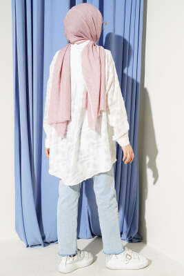 Jakarlı Püskül Detaylı Gömlek Ekru - Gömlek