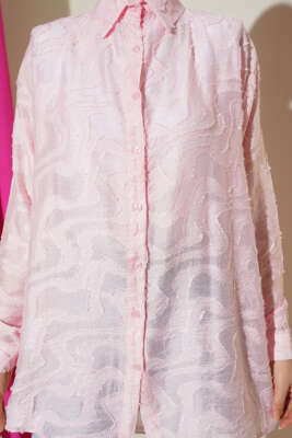 Jakarlı Püskül Detaylı Gömlek Pembe - Gömlek