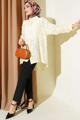 Jakarlı Püskül Detaylı Gömlek Sarı - Gömlek