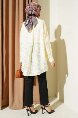 Jakarlı Püskül Detaylı Gömlek Sarı - Gömlek