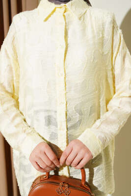 Jakarlı Püskül Detaylı Gömlek Sarı - Gömlek