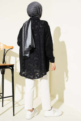 Jakarlı Püskül Detaylı Gömlek Siyah - Gömlek