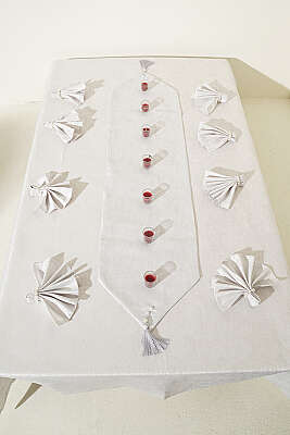 Jakarlı Sofra Takımı Gri 