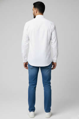 Jakarlı Süprem Erkek Gömlek Ekru - Erkek Gömlek